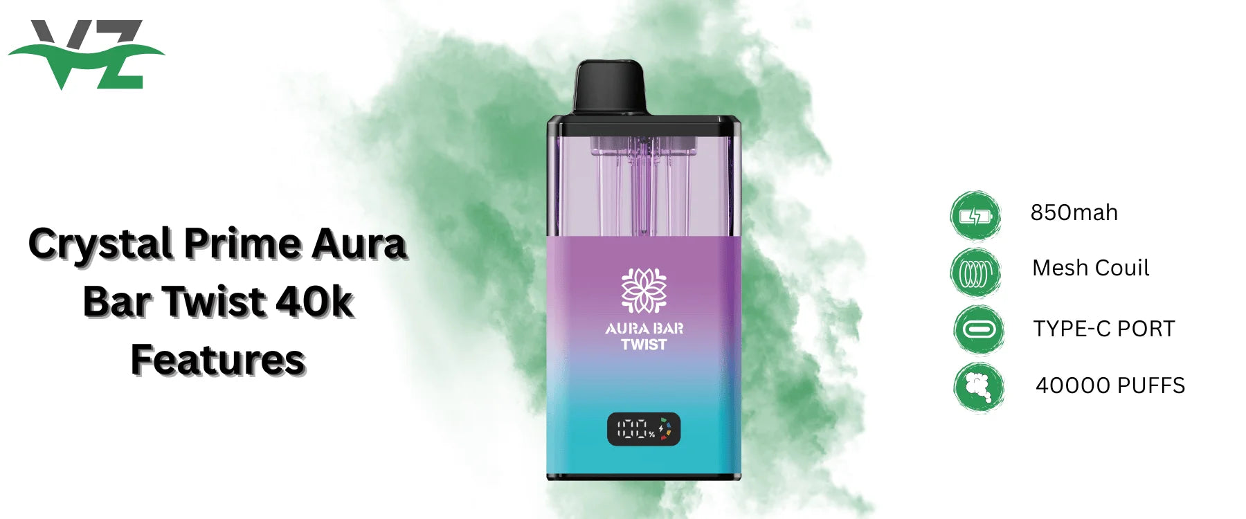 Crystal Prime Aura Bar Twist 40000 Box of 5 featurs