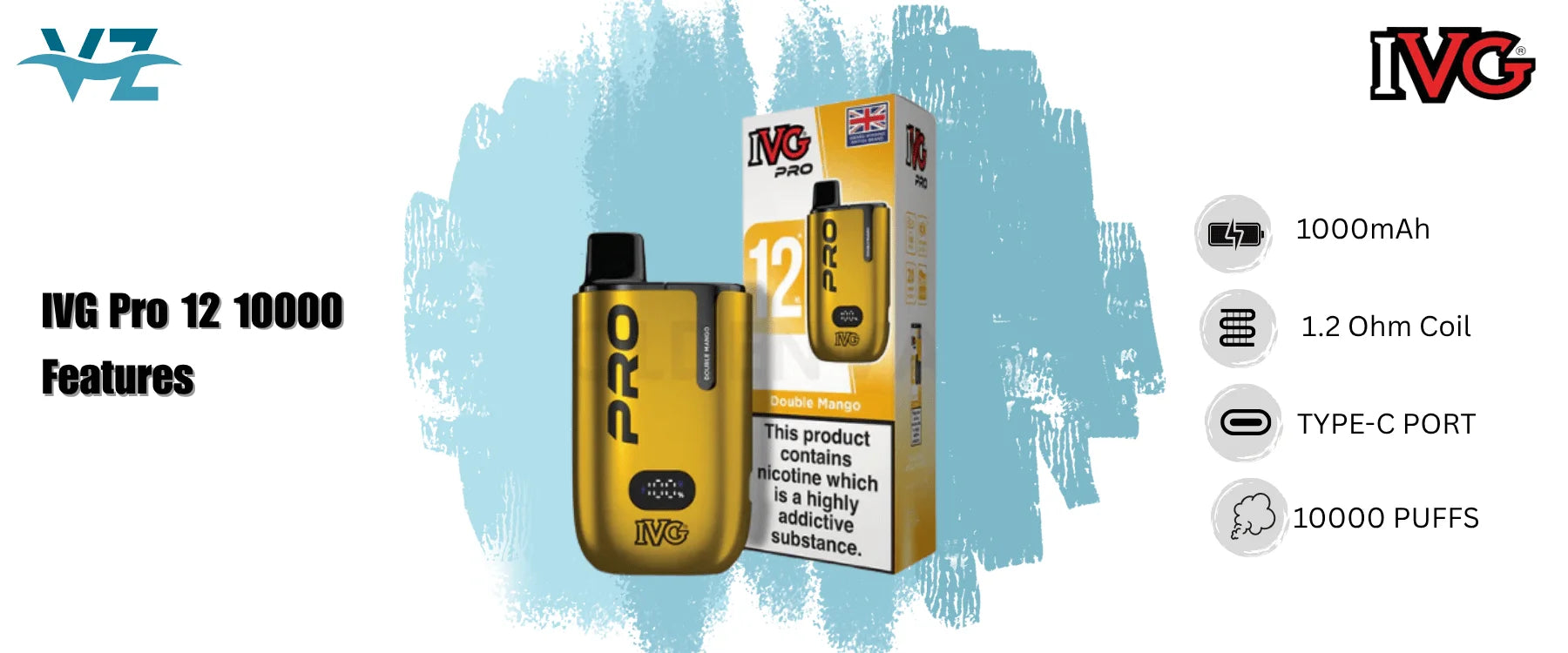 IVG Pro 12 10000 Box of 5 Features