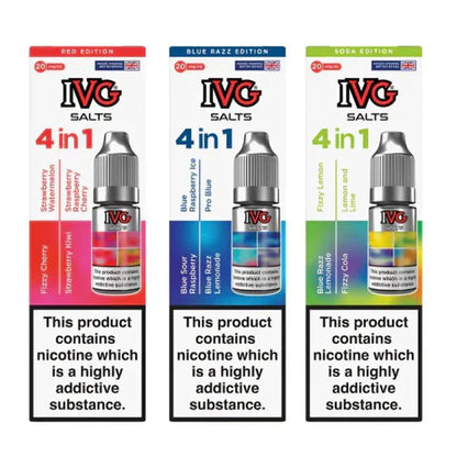 4 in 1 IVG Nic Salt 10ml E liquids Box of 5 4 Flavours