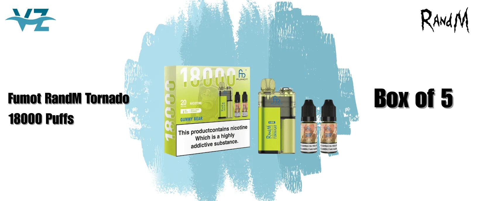 R and M Tornado 18000 Box of 5
