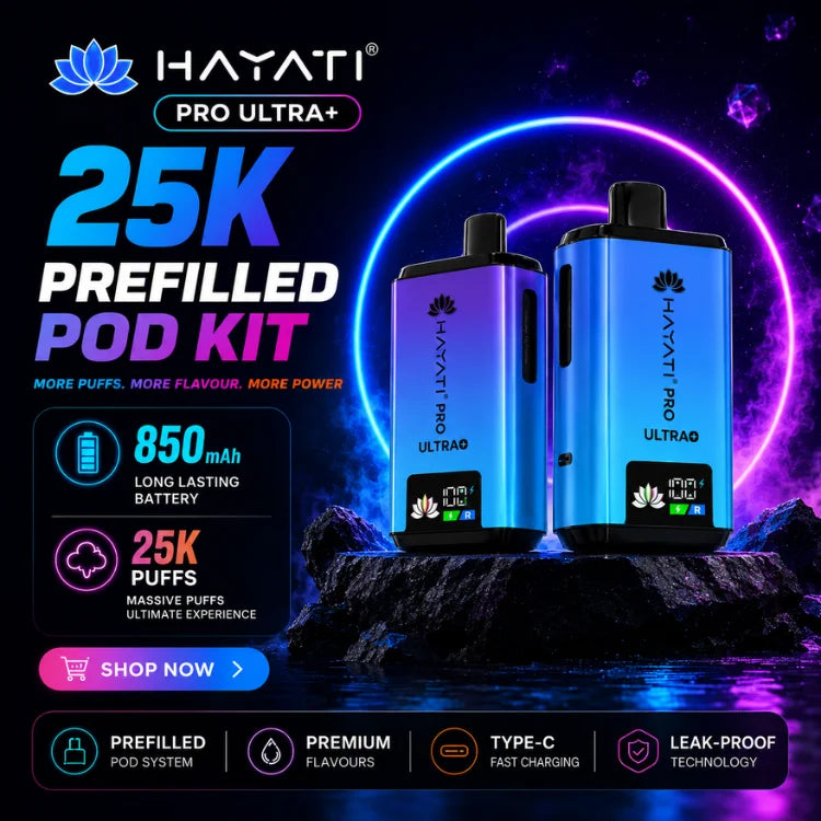 Hayati Pro Ultra Plus 25000 Prefilled Pod Kit | Box of 5