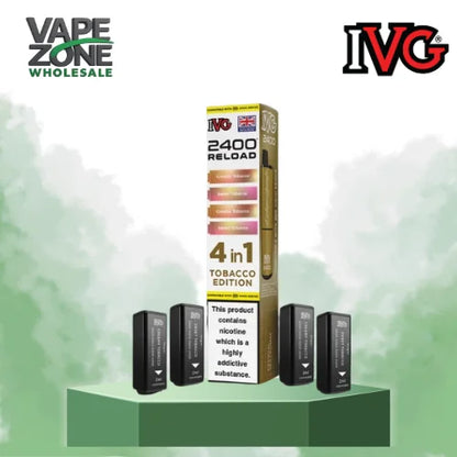 IVG 2400 Reload 4in1 Tobacco Edition Prefilled Pods Box of 5