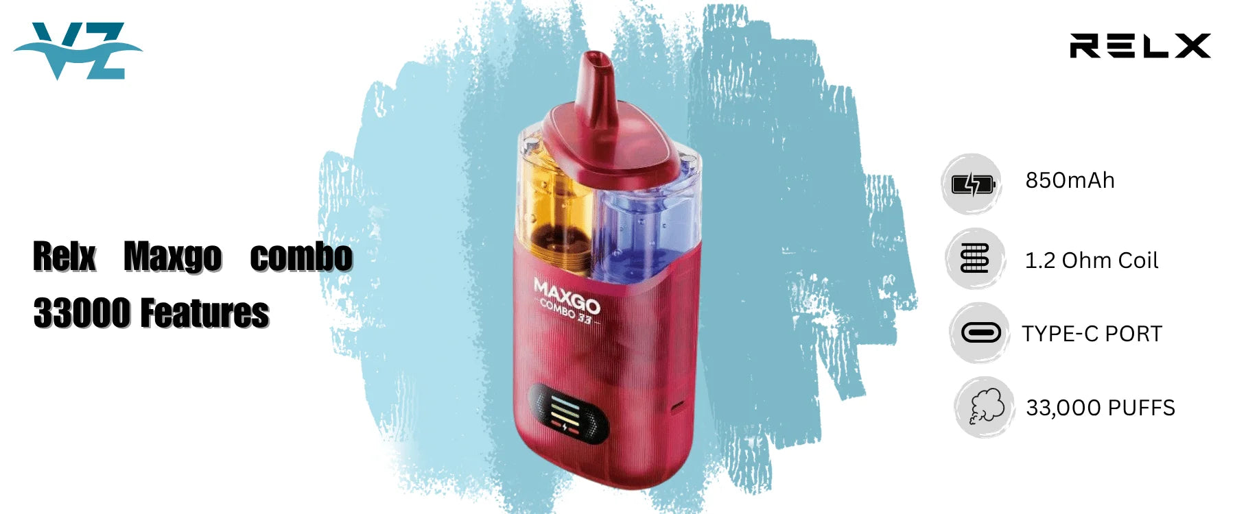 Relx Maxgo Combo 33000 Box of 5 Features