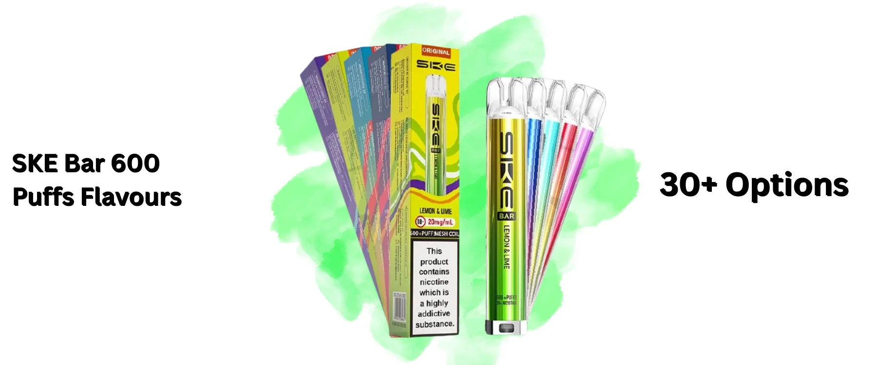 SKE crystal 600 puffs box of 10 flavour