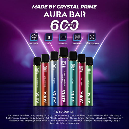 Aura Bar 600 Puffs (Pack of 10)