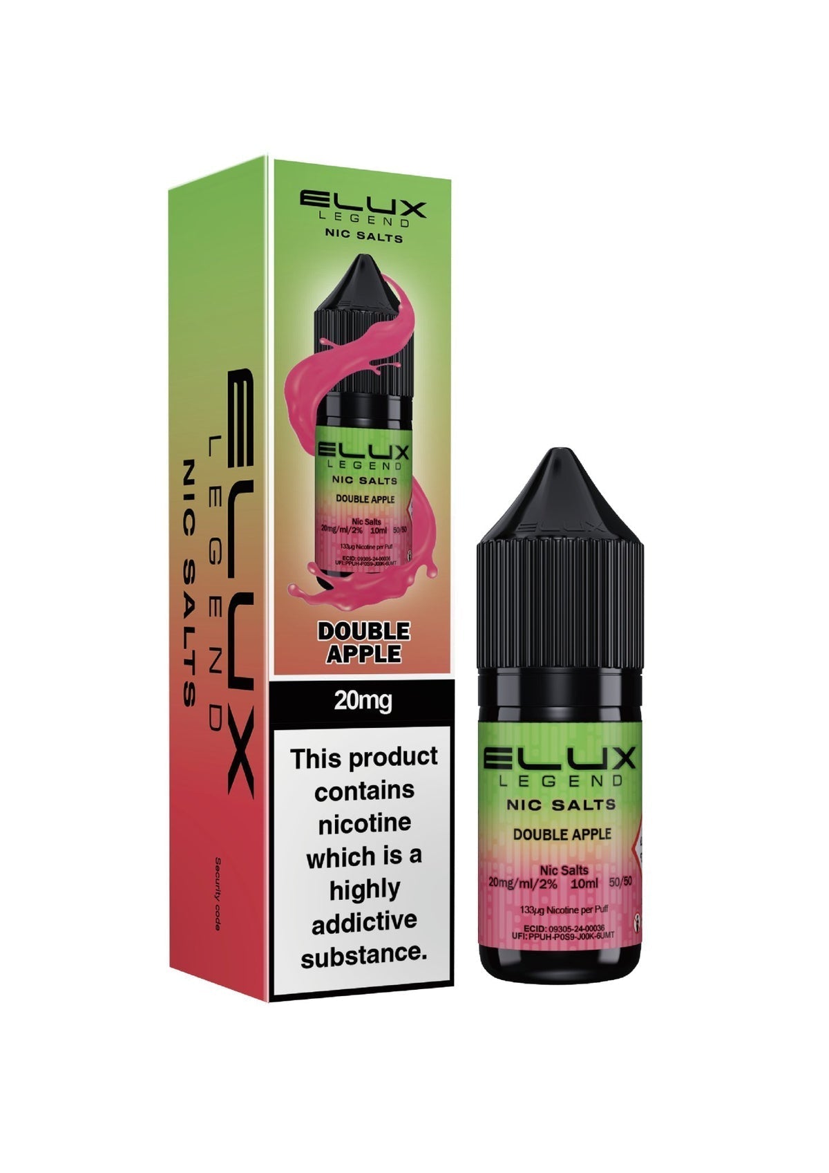 Elux Legend Nic Salts - 10ml E - liquids - Box of 10 - Double Apple *New* - vapeukwholesale
