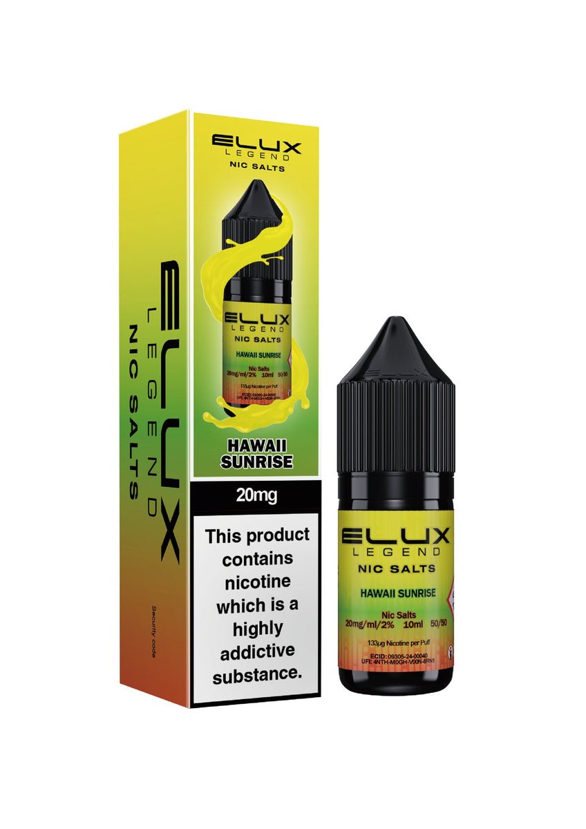 Elux Legend Nic Salts - 10ml E - liquids - Box of 10 - Hawaii Sunrise *New* - vapeukwholesale